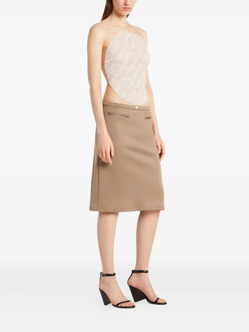 Courrèges Illusion body met kant Beige
