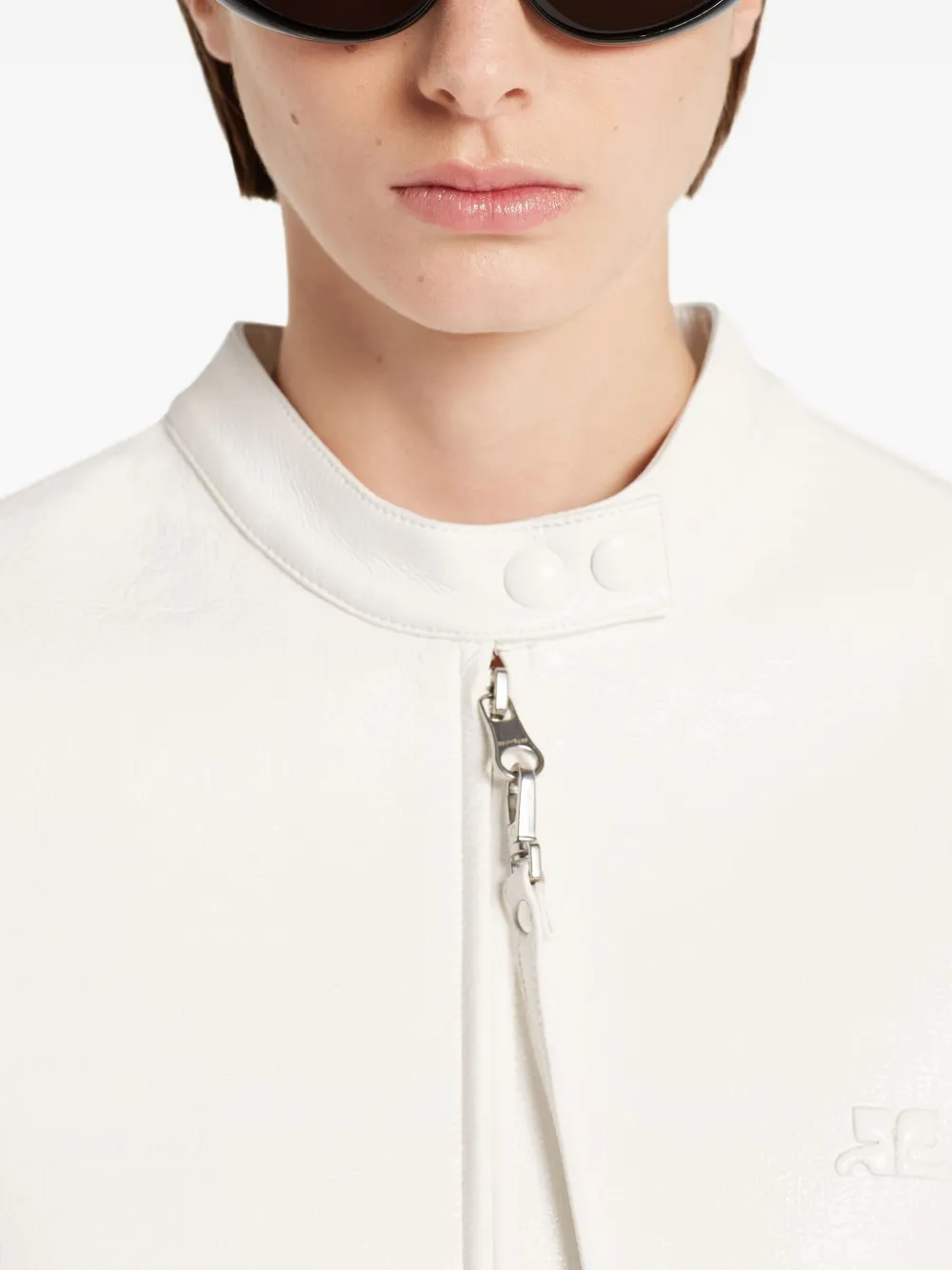 Courrèges City zip-front cropped jacket Wit