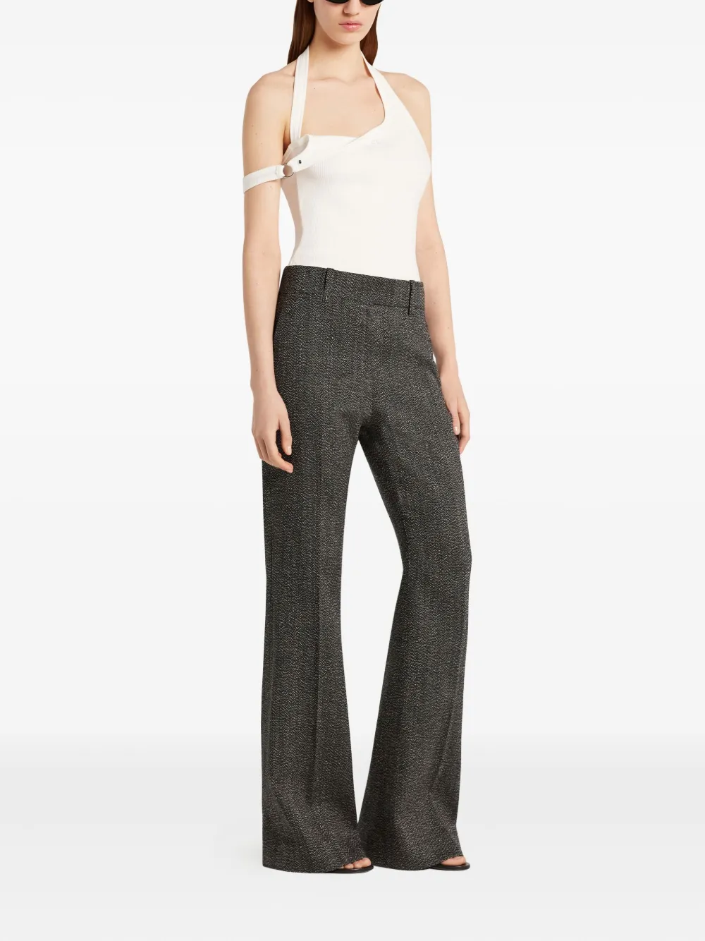 Courrèges asymmetric halterneck top Wit