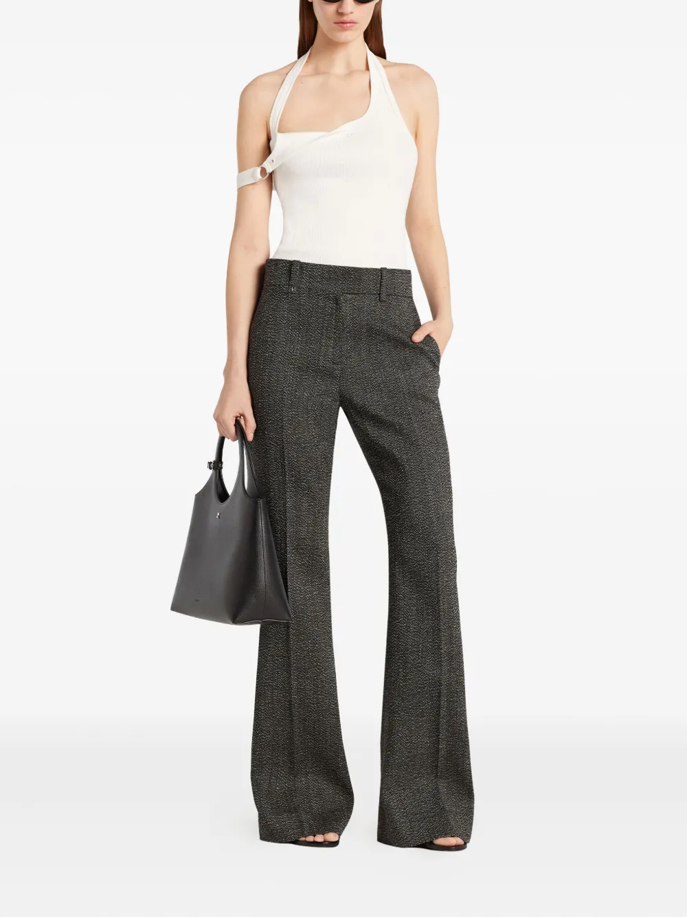 Courrèges asymmetric halterneck top Wit