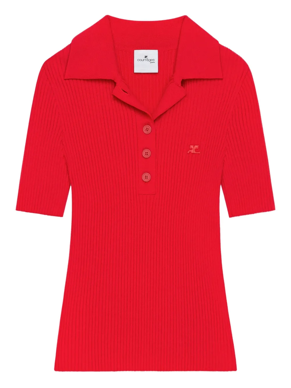Courrèges ribbed polo top Rood