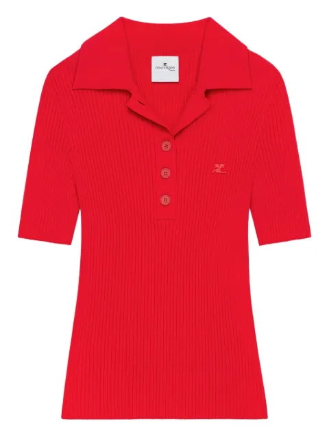 Courrèges ribbed polo top