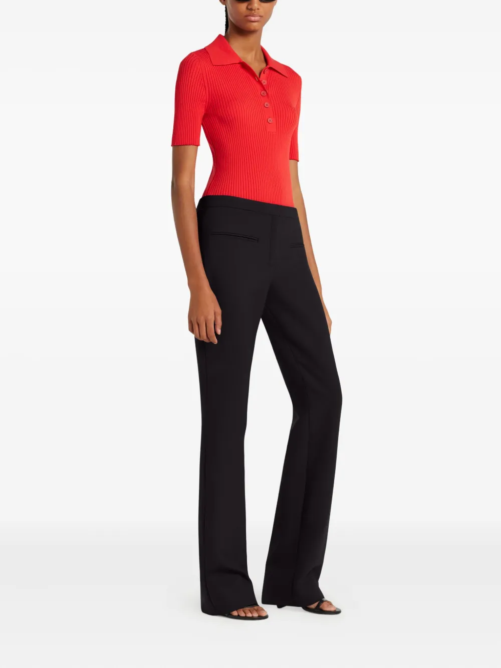 Courrèges ribbed polo top Rood