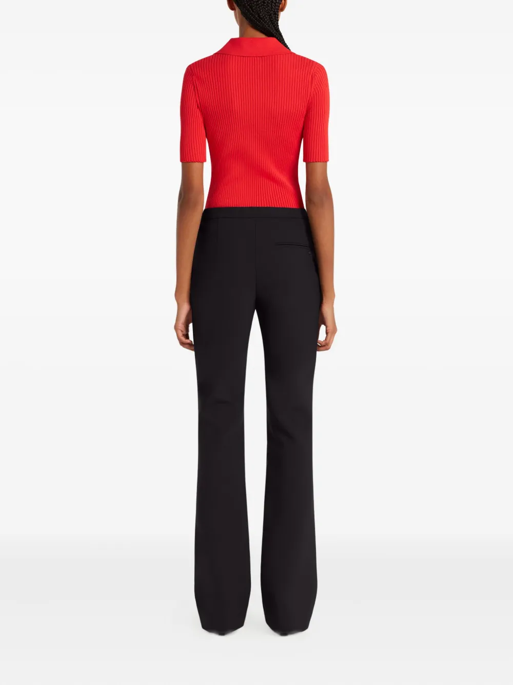 Courrèges ribbed polo top Rood
