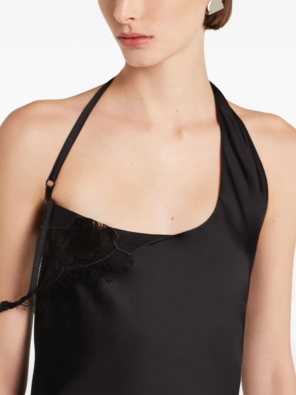 Courrèges Asymmetrische jurk met kanten afwerking Zwart