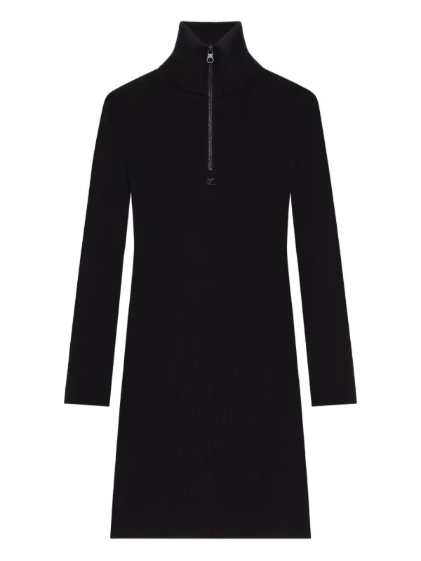 Courrges zip-closure Jersey Dress | Black | FARFETCH ID