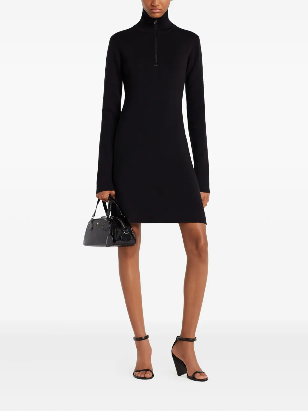 Courrèges Jersey jurk met ritssluiting - Zwart