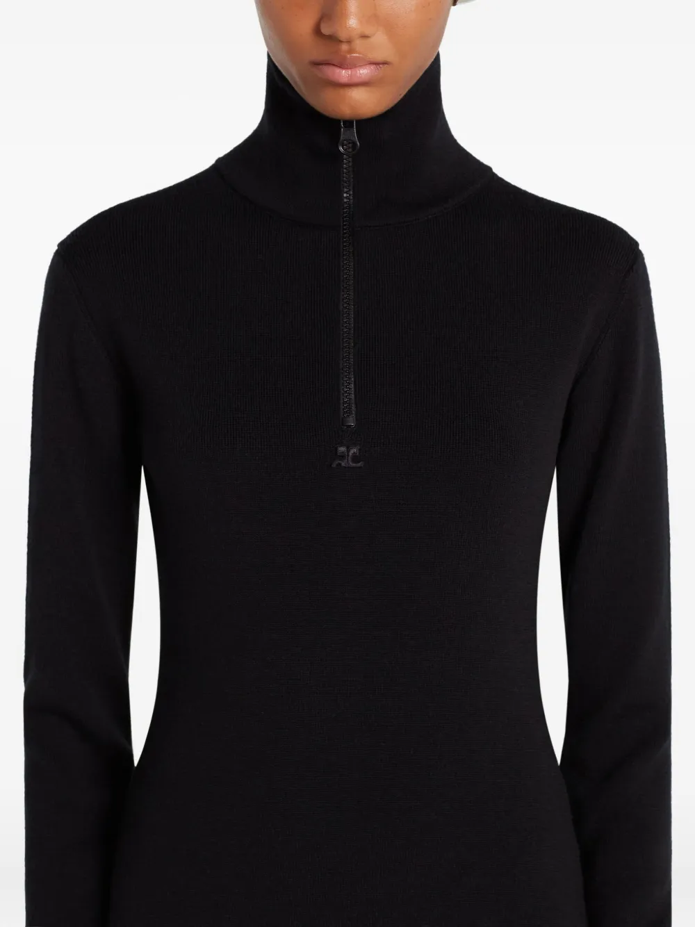 Courrèges Jersey jurk met ritssluiting Zwart