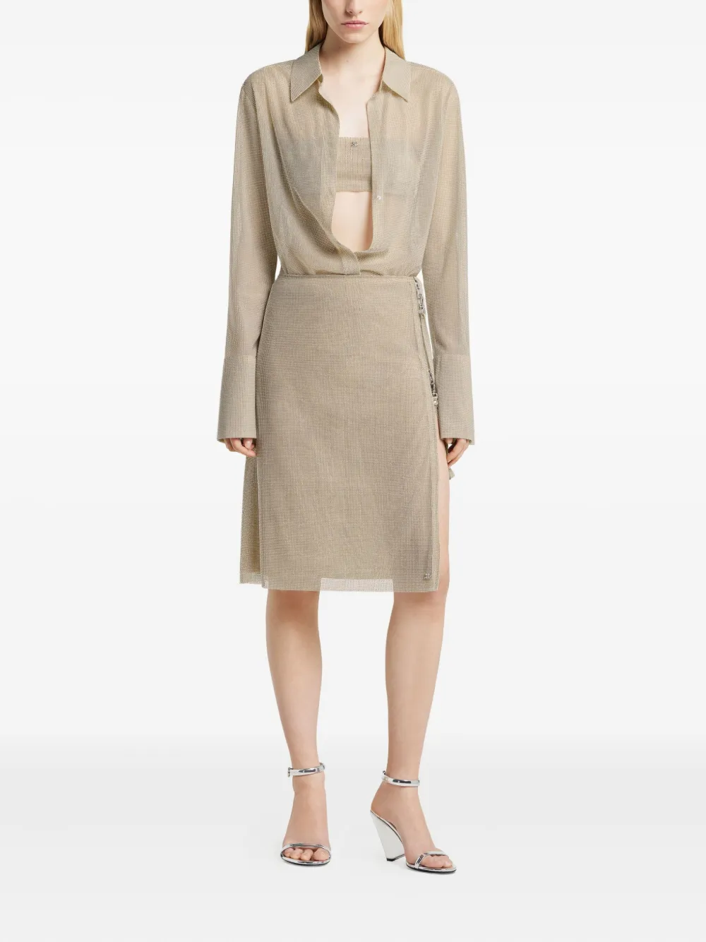 Courrèges Asymmetrische rok met rits - Beige
