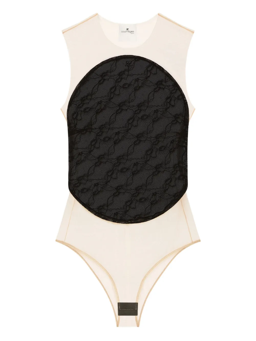 Courrèges Body met mesh vlak Zwart