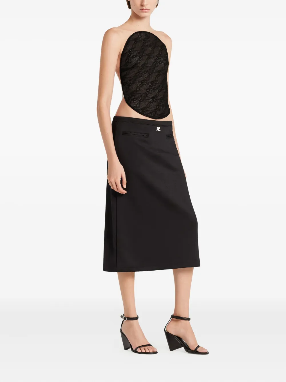 Courrèges Body met mesh vlak Zwart