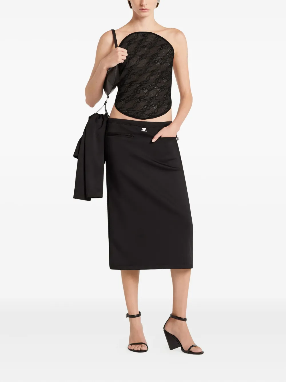 Courrèges Body met mesh vlak Zwart