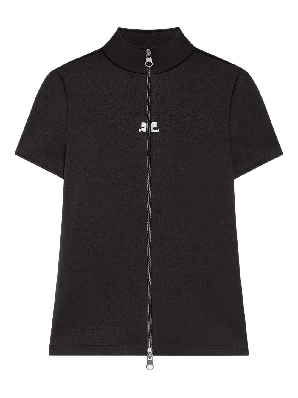 Courrèges Top met korte mouwen en rits Zwart