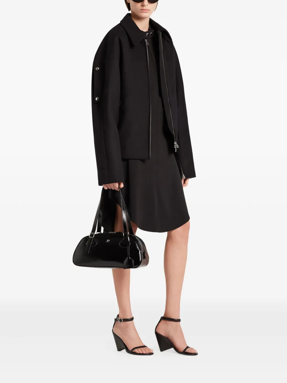 Courrèges Friday leather shoulder bag Zwart