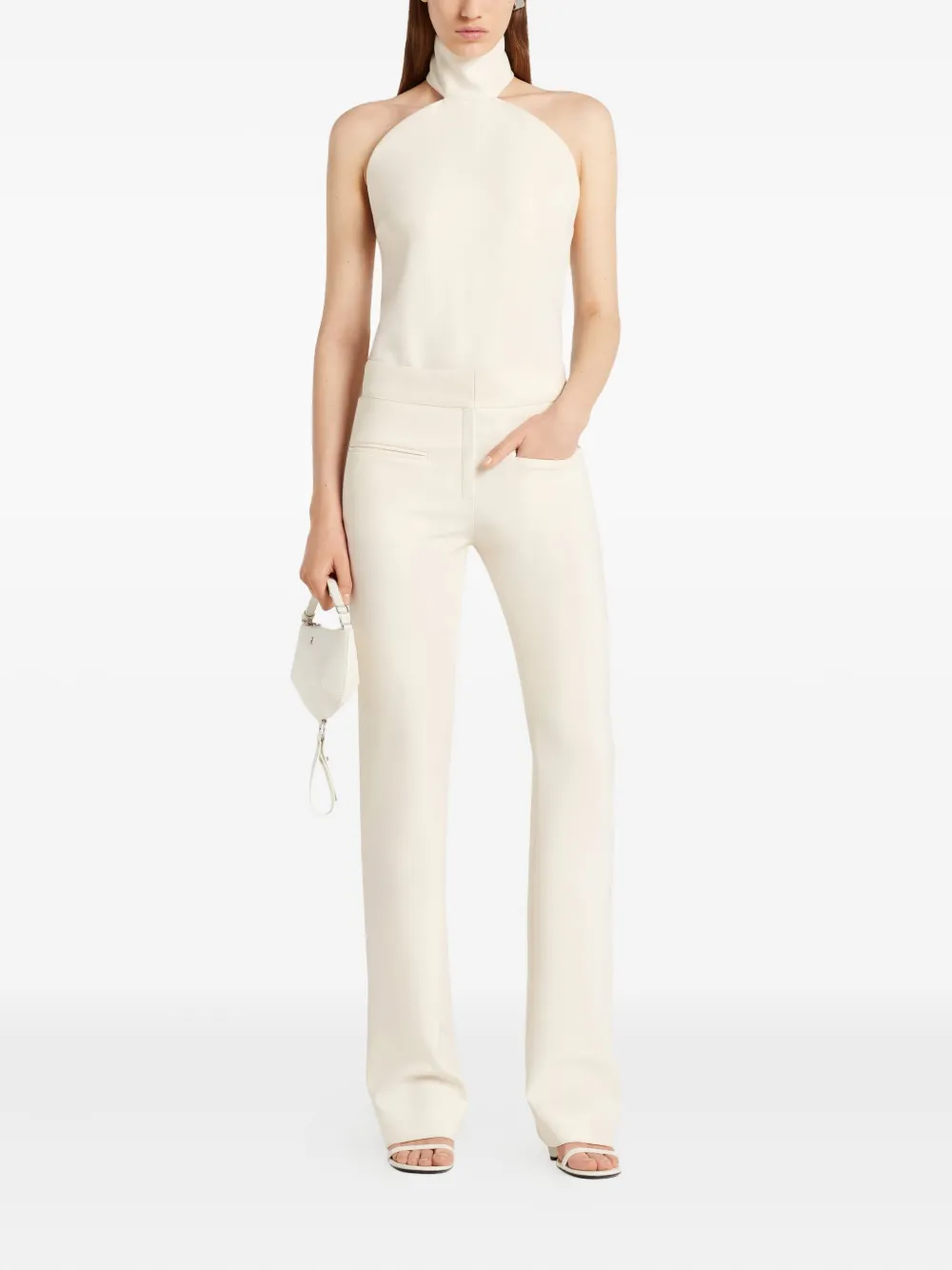 Courrèges Ellipse mouwloze top met hoge hals Beige