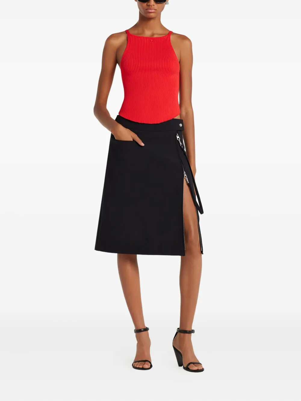 Courrèges Geribbelde haltertop Rood