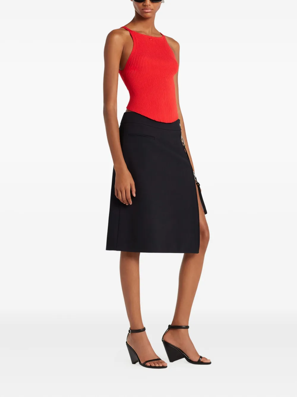 Courrèges Geribbelde haltertop Rood