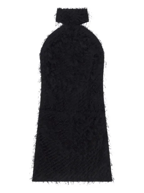 Courrèges vestido con cuello halter y flecos