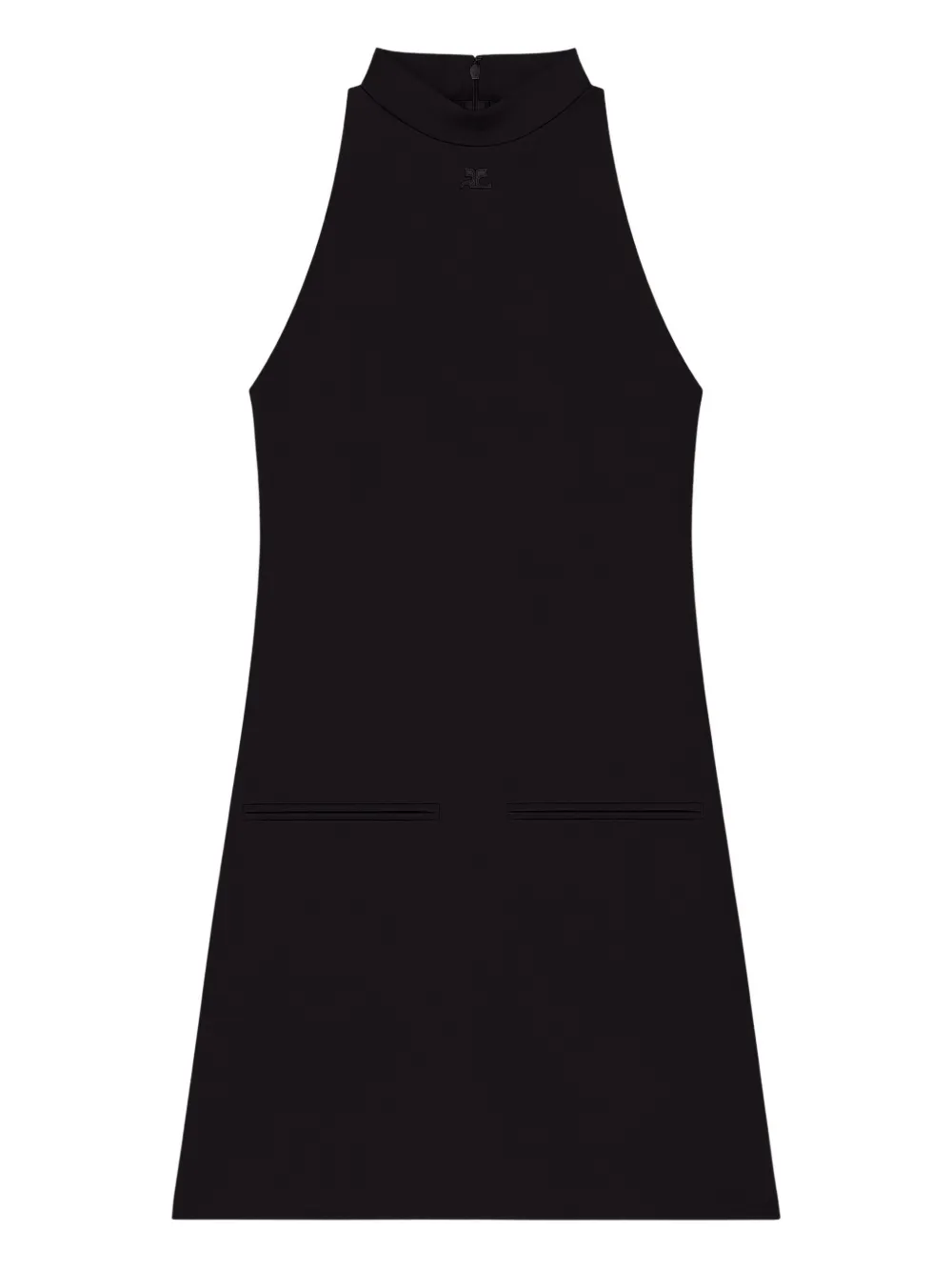 Courrèges high-neck sleeveless dress Zwart