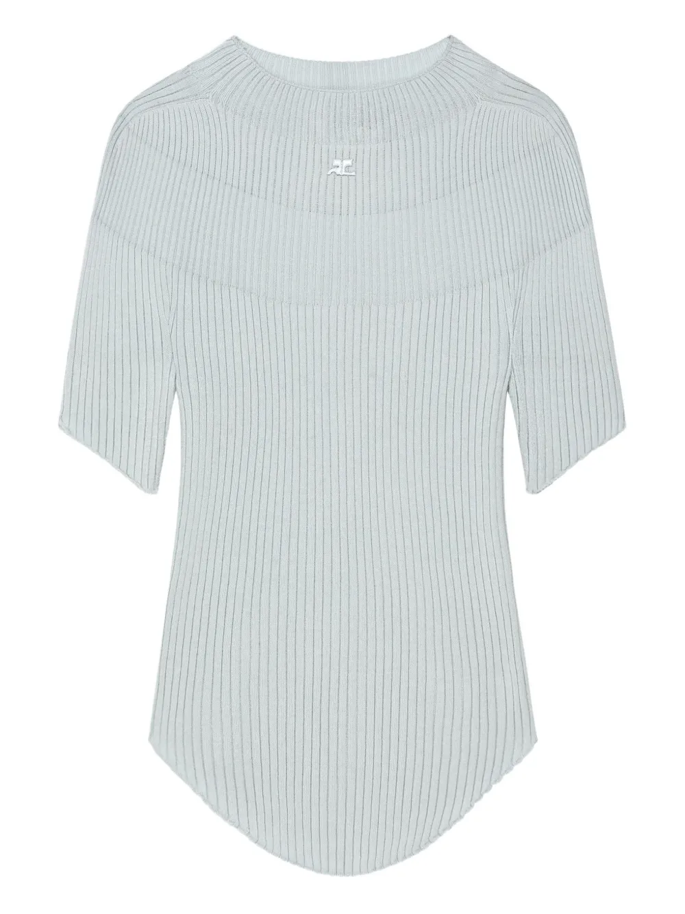 Courrèges ribbed short sleeve top | Blue | Image 1