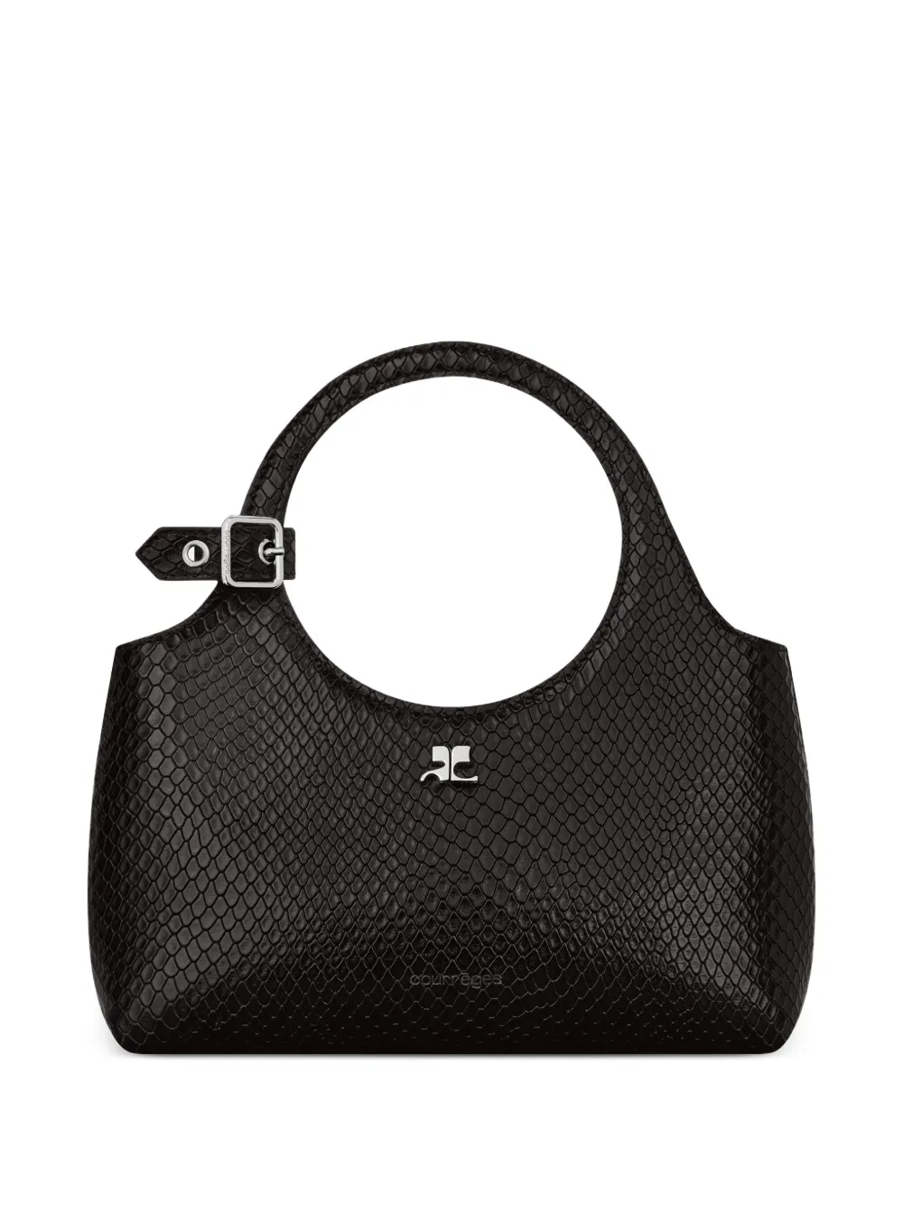 Courrèges Mini Holy Leather Shoulder Bag In Black