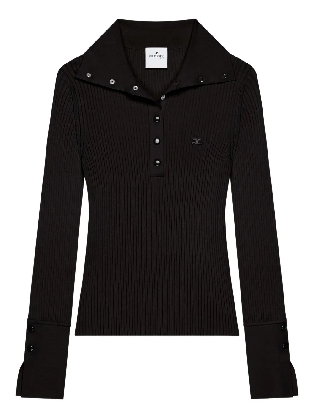 Courrèges Geribbelde polotop Zwart