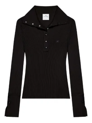 その他 Signature Polo - Courreges - Cotton - Black Courreges Piqué Cotton Polo Shirt - Black | Editorialist