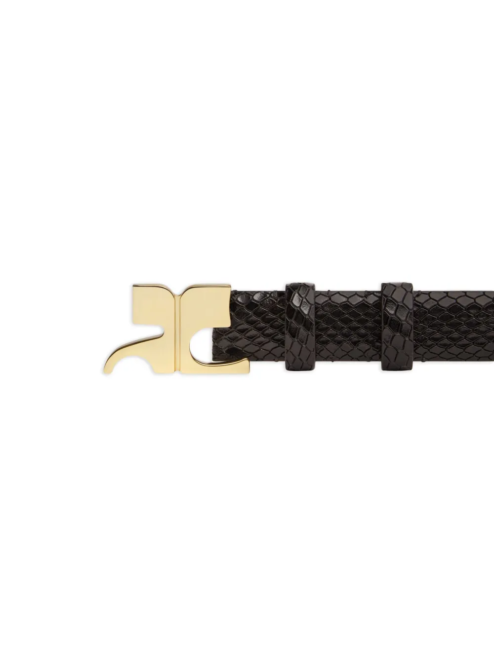 Courrèges Viper leren riem met slangenleer-effect Zwart