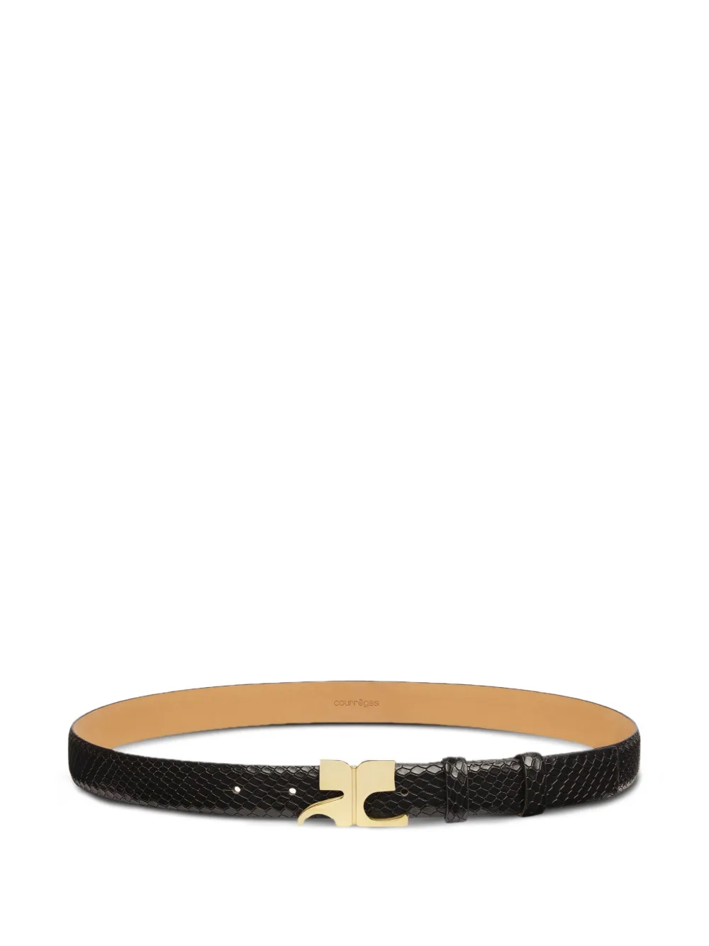 Courrèges Viper leren riem met slangenleer-effect Zwart