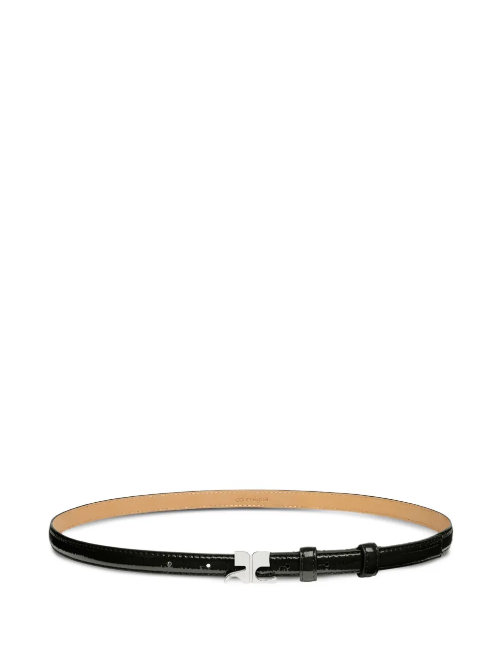 Courrèges AC-buckle leather belt Zwart