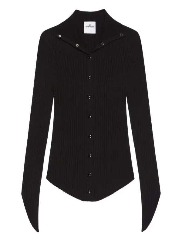 Courrèges Light Rib Cardigan in Black