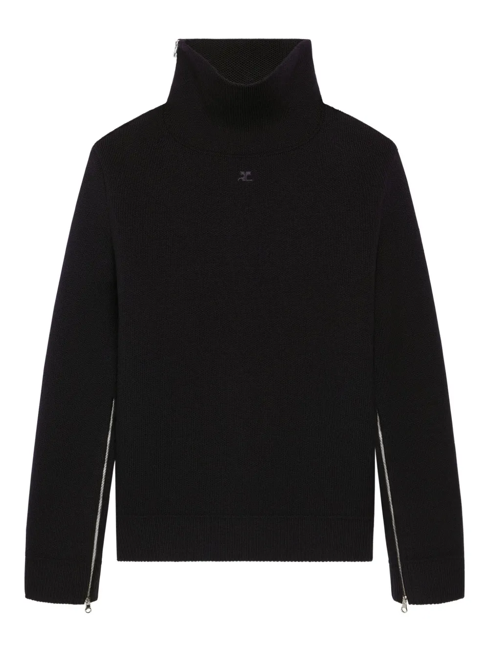 Courrèges Zip-detail Turtleneck Sweater In Black