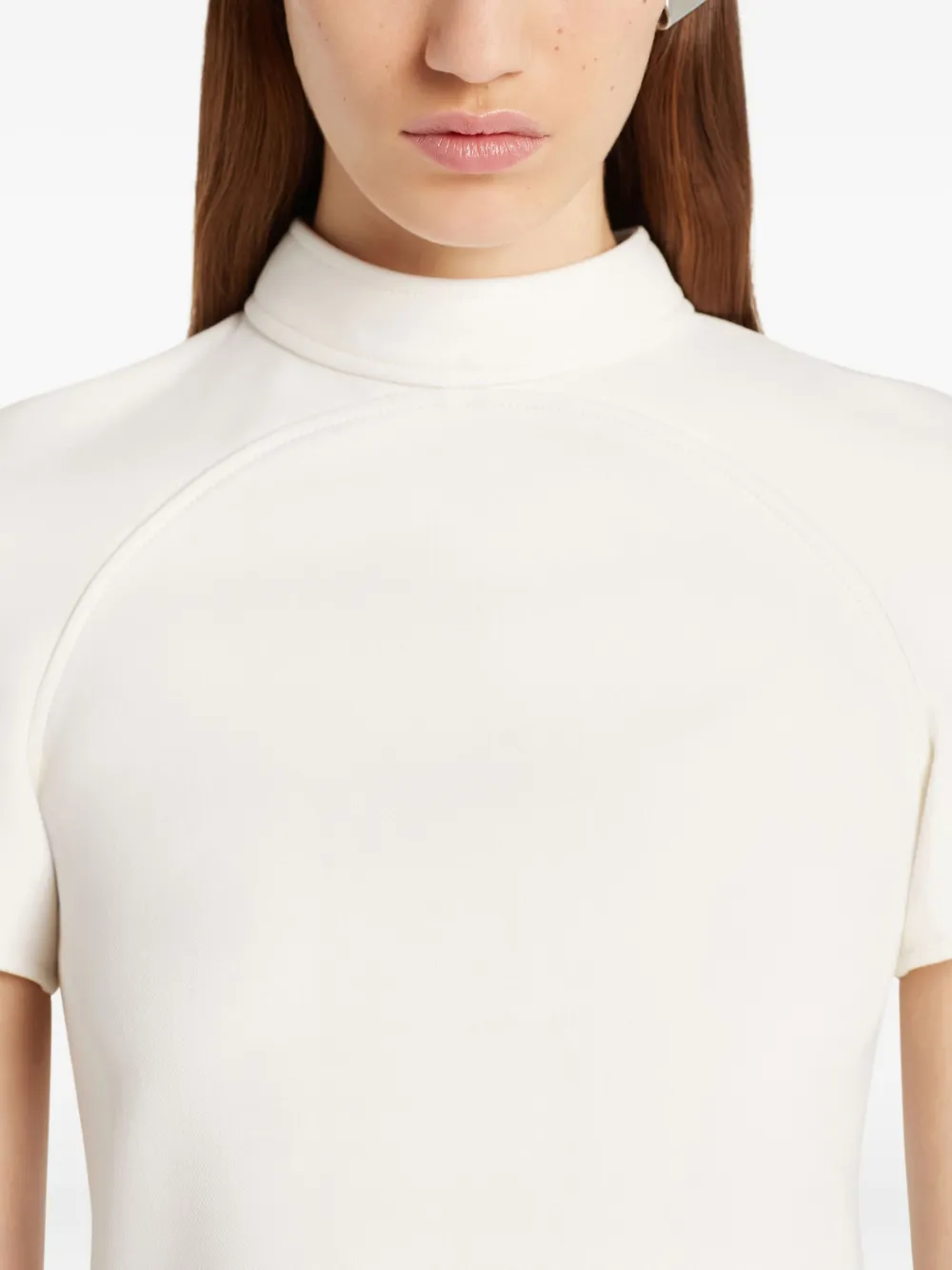Courrèges Top met hoge hals en korte mouwen Wit