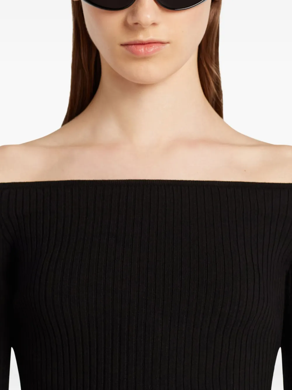 Courrèges Off-shoulder top Zwart