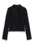Courrèges feather-embellished long-sleeve top - Black