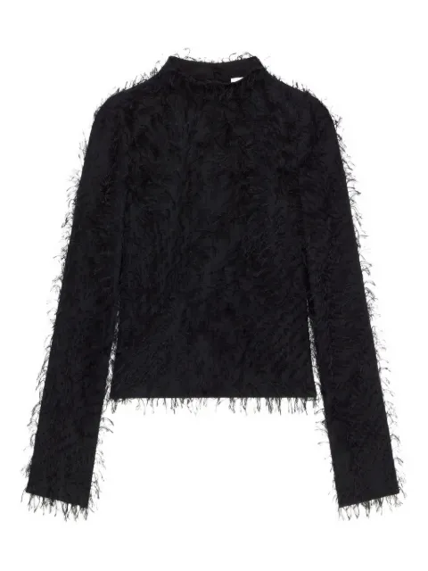 Courrèges feather-embellished long-sleeve top