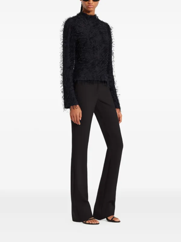 Courrèges feather-embellished long-sleeve Top | Black | FARFETCH