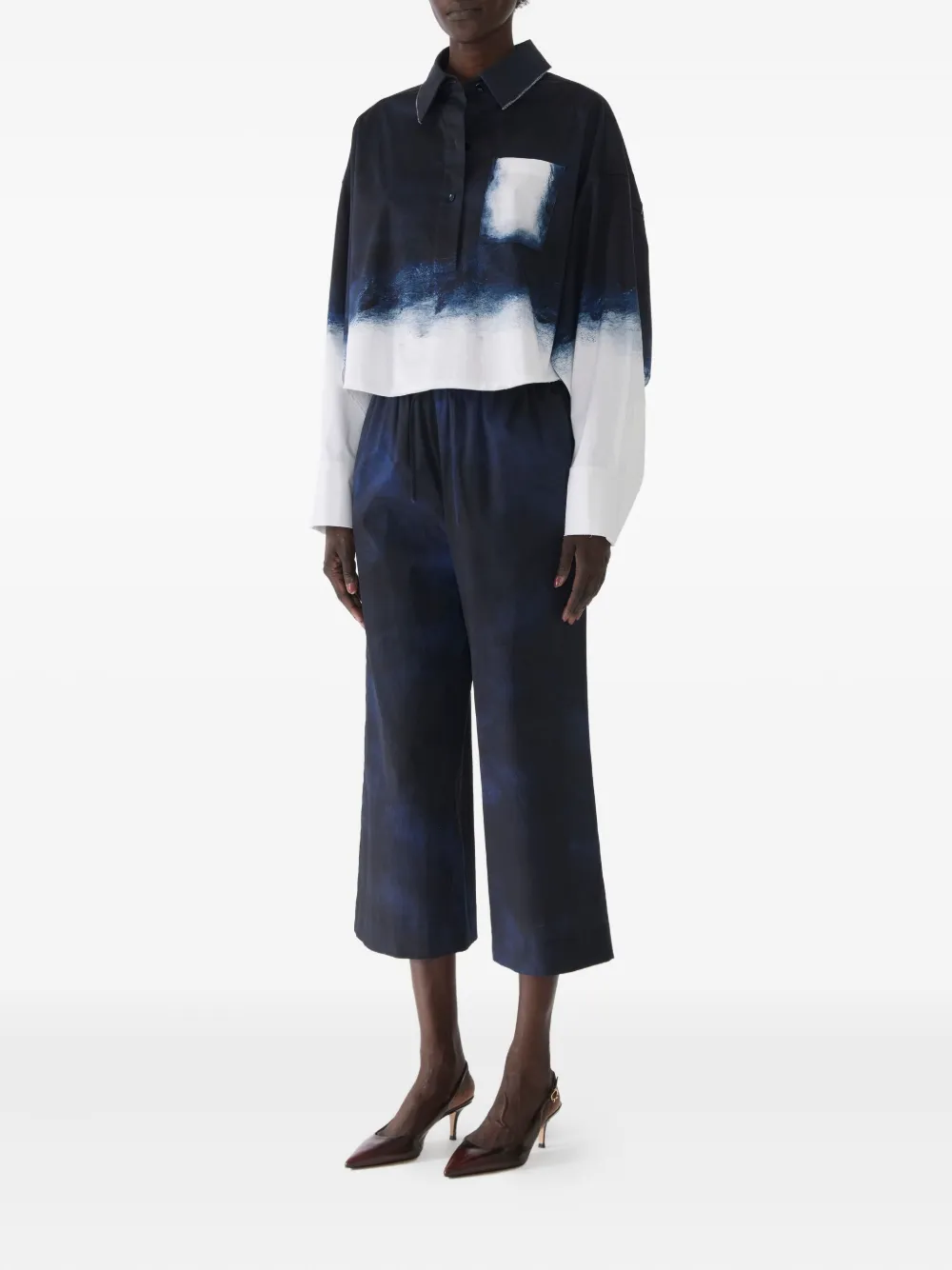 Jason Wu Collection Broek met tie-dye print Blauw
