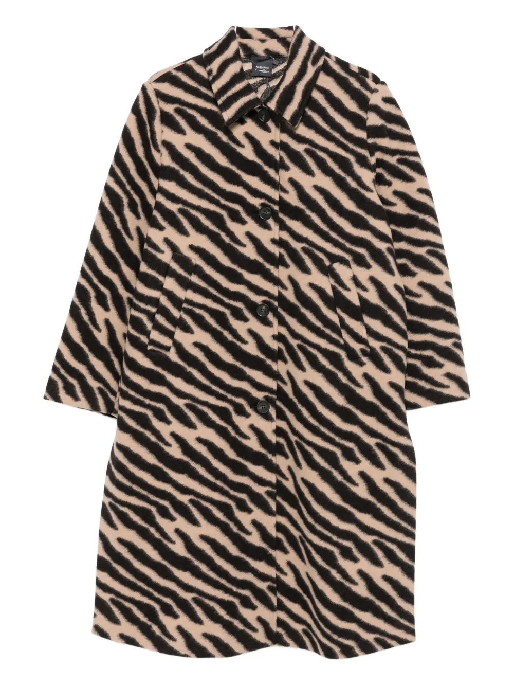 Marina Rinaldi zebra-print button coat | Brown | Image 1
