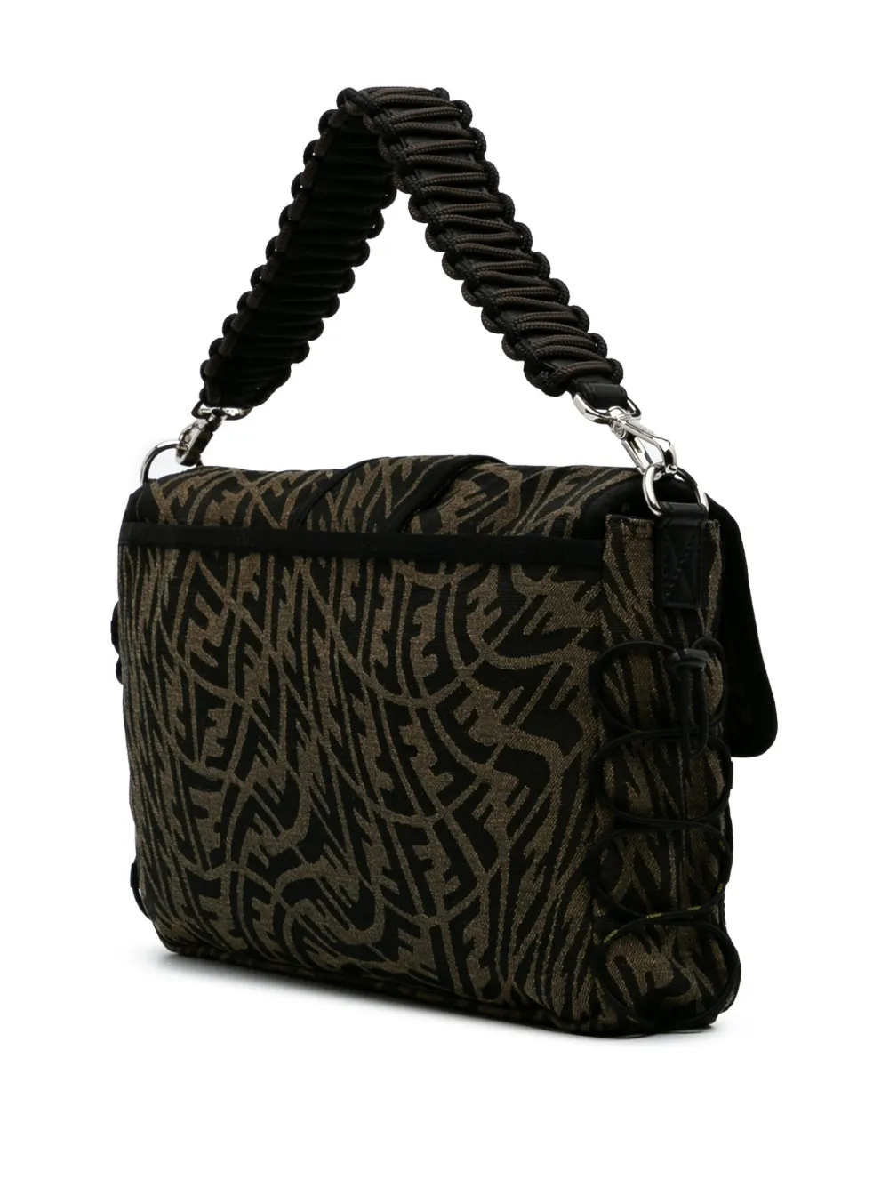 Pre-owned Fendi 2021 Large Zucca Vertigo Mesh Baguette Satchel