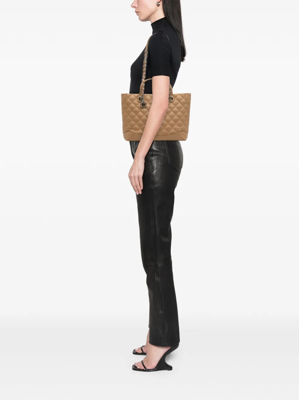 Pre-owned Chanel 2018 Small Quilted Calfskin Easy Shopping Tote Satchel