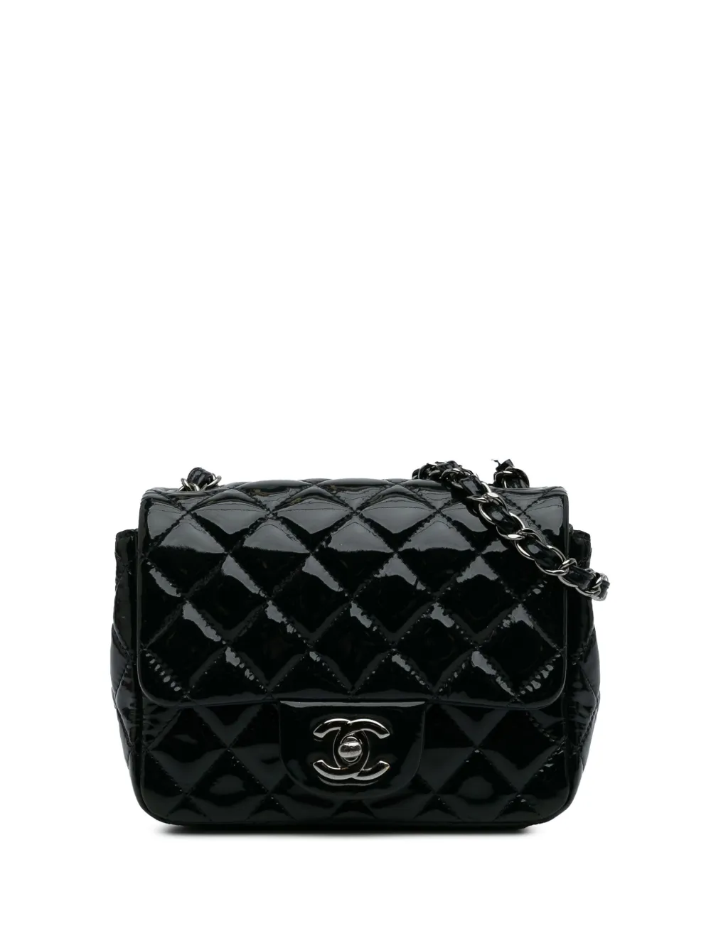 CHANEL Pre-Owned 2014 Mini Square Classic Patent Single Flap crossbody bag | Blue | Image 1