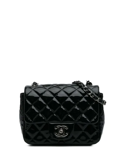 CHANEL Pre-Owned 2014 미니 스퀘어 클래식 페이턴트 싱글 플랩 크로스 백