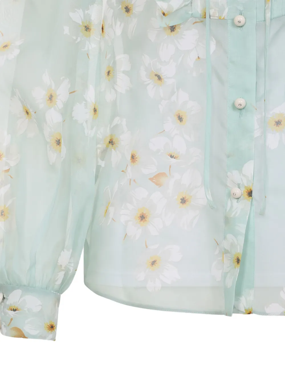 Valentino Garavani Blouse met ruches en bloemenprint Blauw