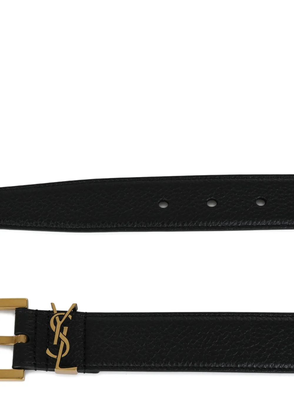 Saint Laurent Leren riem met logoplakkaat - Zwart