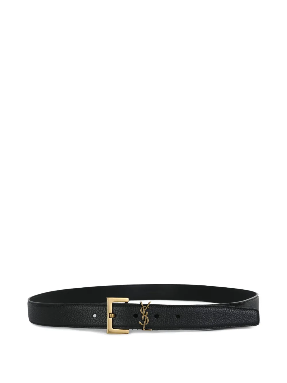 Saint Laurent Leren riem met logoplakkaat Zwart
