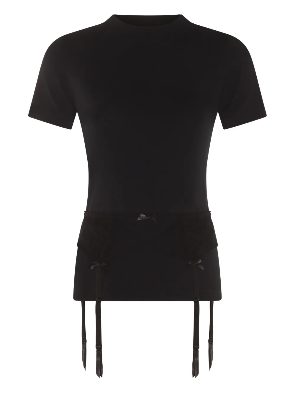 Balenciaga T-shirt con orlo di pizzo - Nero