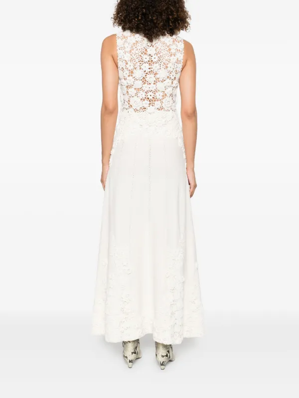knee length dresses for ladies Eloisa Corded Lace Dress - Chalk White Sleeveless Midi Dress
