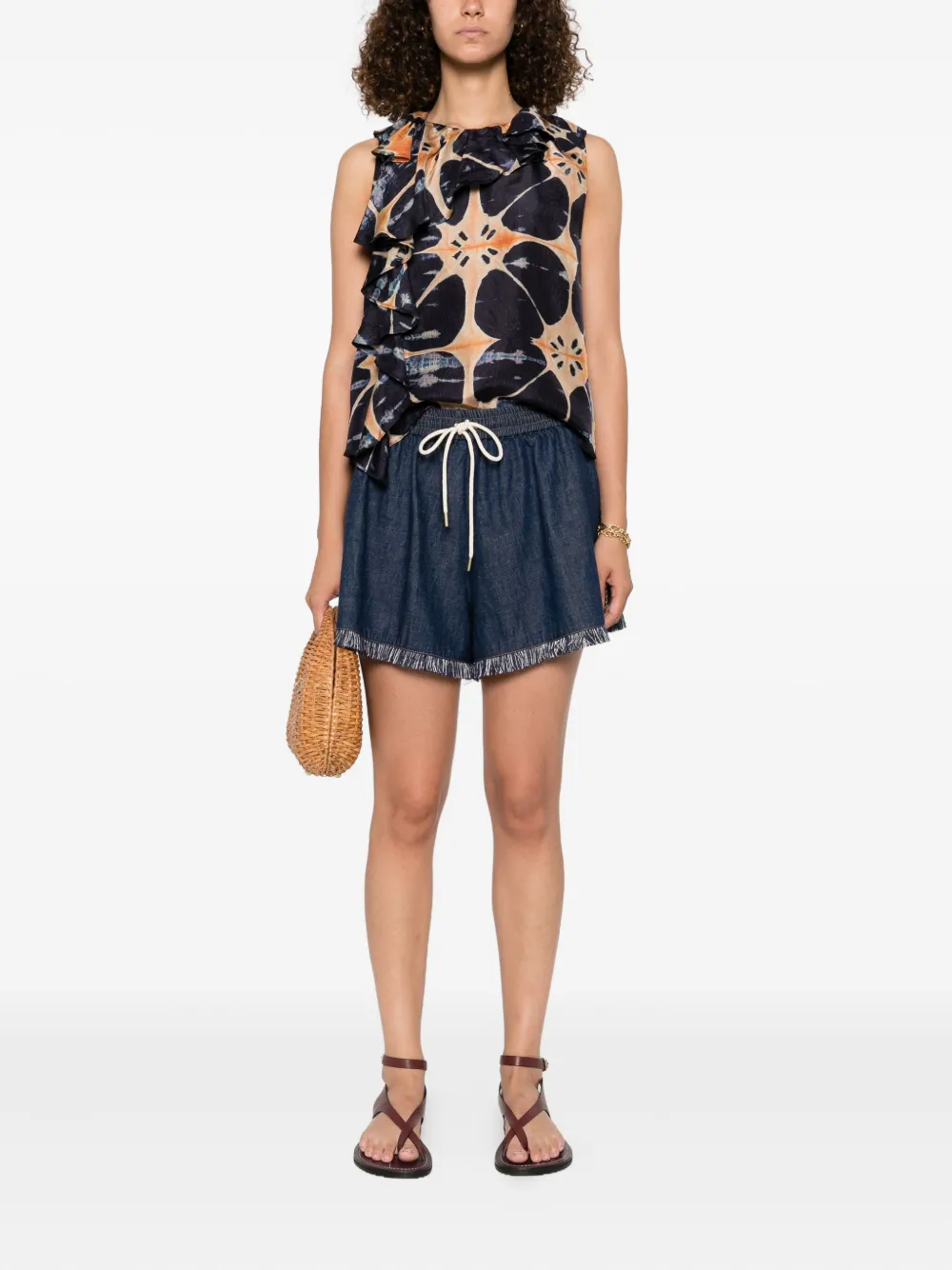 Ulla Johnson floral-print silk blouse Blauw