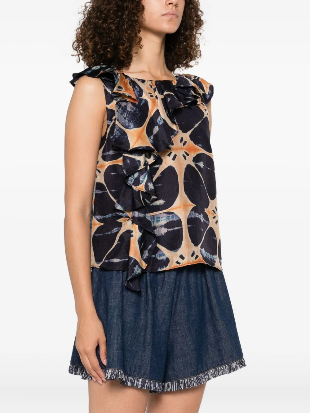 Ulla Johnson floral-print silk blouse Blauw